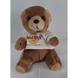Hard Rock Cafe Myrtle Beach Plush Stuffed Animal Toy Bear 8" Tall Brown GUC